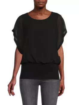 Полупрозрачный топ с рукавами «летучая мышь» Joseph A, черный