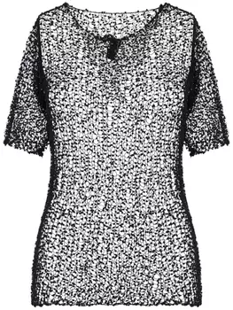 Полупрозрачный топ с вышивкой Maison Margiela, черный