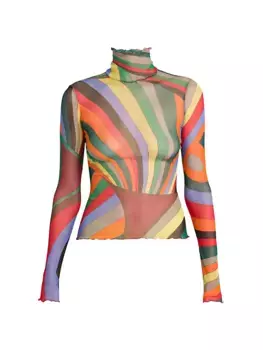 Полупрозрачный топ с высоким воротником Pucci, цвет arancio verde