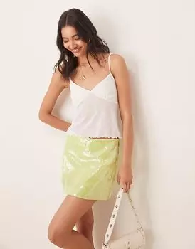 Полупрозрачный топ-топ в рубчик ASOS DESIGN цвета слоновой кости - IVORY