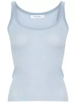 Полупрозрачный топ в рубчик MAX MARA, синий
