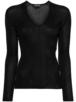 Полупрозрачный топ в рубчик TOM FORD, черный