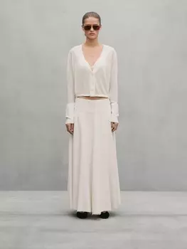 Полупрозрачный трикотажный кардиган - студия Massimo Dutti, бежевый
