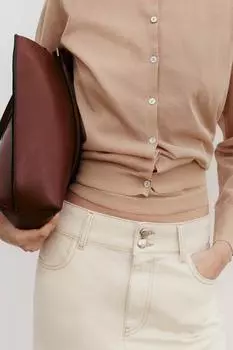 Полупрозрачный трикотажный кардиган ZARA, темно-бежевый