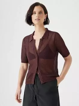 Полупрозрачный трикотажный топ с текстурированной строчкой HUSH, цвет Fudge Brown