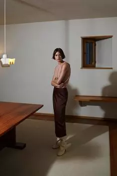 Полупрозрачный трикотажный топ ZARA, темно-бежевый