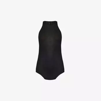 Полупрозрачный вязаный топ без рукавов из смесового шелка Rick Owens, черный