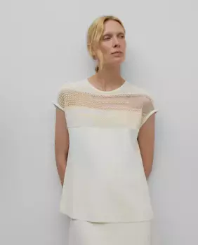 Полупрозрачный женский свитер из жаккарда Adolfo Dominguez, цвет Crudo