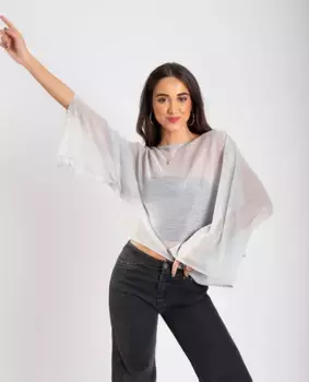 Полупрозрачный женский свитер с блестками The-Are, серебряный