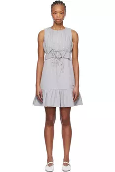 Полупрозрадное многослойное мини-платье Kijun, серый