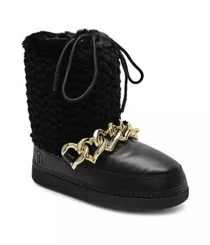 Полусапоги женские Love Moschino утепленные с декоративной цепью, черный