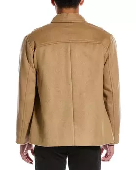 Полушерстяная куртка-рубашка с драпировкой Vince, коричневый