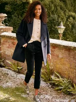 Полушерстяное пальто Crew Clothing, темно-синий