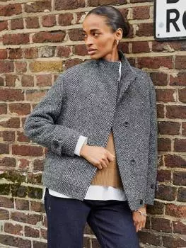 Полушерстяное пальто janine в елочку Baukjen, цвет Black/Grey