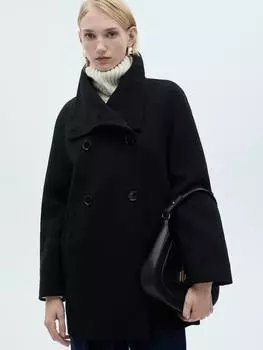 Полушерстяное пальто maia Mango, черный