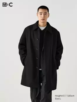 Полушерстяное пальто Uniqlo, черный