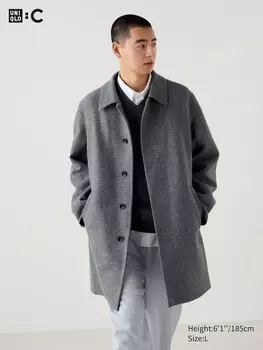 Полушерстяное пальто Uniqlo, серый