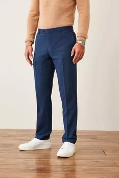 Полушерстяной фактурный костюм: брюки Next, синий