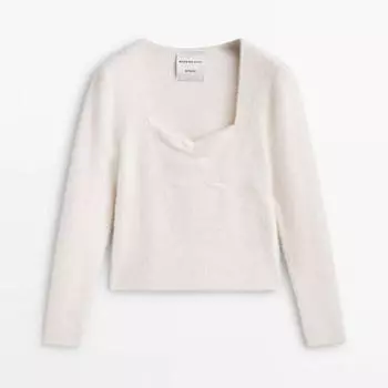 Полувер Massimo Dutti Faux Fur Studio, белый