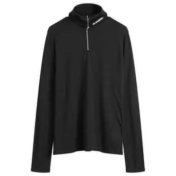 Полувер с молнией на четверть шерстяной свитшот Jil Sander, черный