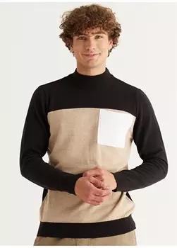 Полуводолазка Коричневый - Бежевый мужской свитер Altnyldz Classic