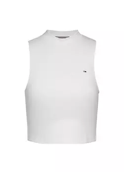 Полуводолазка однотонная белая женская спортивная майка TJW CRP MOCKNECK TANK Tommy Jeans, белый
