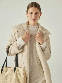 Полуводолазка, однотонная женская трикотажная туника с длинными рукавами LCW Modest, ваниль