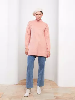 Полуводолазка с вышивкой и длинными рукавами, женская трикотажная туника оверсайз LCW Modest