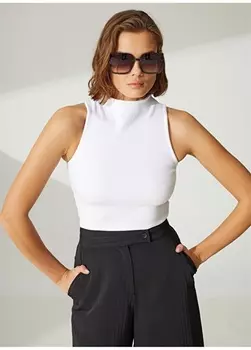 Полуводолазка в рубчик белая женская майка Didem Soydan X Fabrika