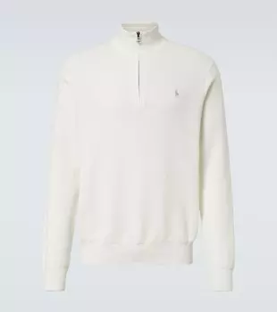 Полузастёгивающийся хлопковый свитер Polo Ralph Lauren, Deckwash White