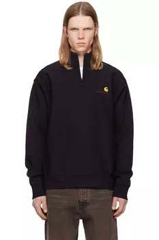Полузип худи с американской надписью Carhartt Work In Progress, черный