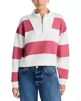 Полузиповая толстовка из французского футера в полоску Vintage Havana, мультиколор