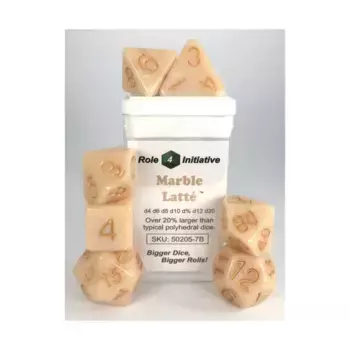 Poly Set Marble Latte с золотом (7), Game Dice - Marble (Role 4 Initiative)