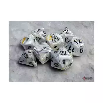 Poly Set Мраморный кальцит с черным (8), Dice - Lab - Poly Sets (Chessex)