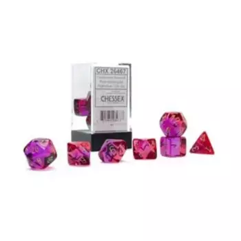Poly Set полупрозрачный красно-фиолетовый с золотом (7), Dice - Gemini - Poly Sets (Chessex)