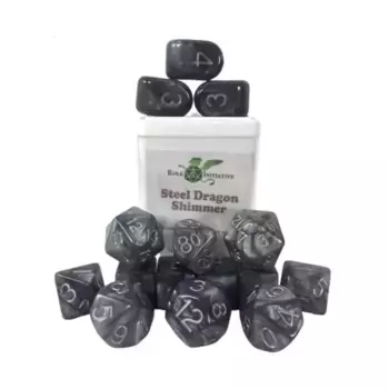 Poly Set Steel Dragon Shimmer с Arch'd4, металлизированные чернила (15), Game Dice - Shimmer (Role 4 Initiative)