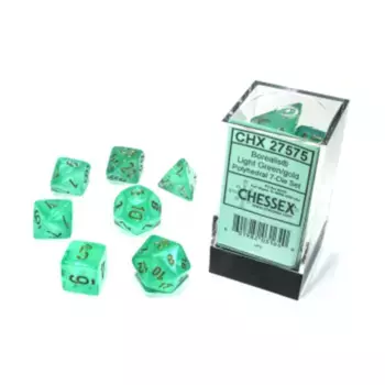 Poly Set Светло-зеленый с золотом (7) (3-е издание), Dice - Borealis - Poly Set (Chessex)