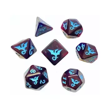 Poly Set Swirl — Dreadwyrm с синим (7), Dragon Dice (Black Oak)