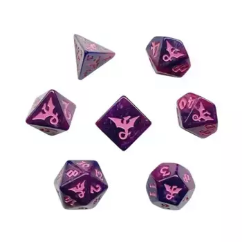 Poly Set Swirl — Фея с розовым (7), Dragon Dice (Black Oak)