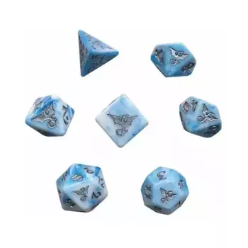 Poly Set Swirl — Облако с серебром (7), Dragon Dice (Black Oak)