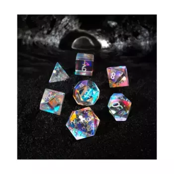 Polyset - 16 мм - полудрагоценные кости из дихроичного стекла, Gemstone Dice (Kraken Dice)