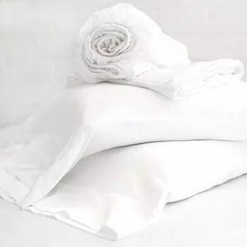 POM POM AT HOME Комплект простыней из хлопкового сатина, Twin, белый