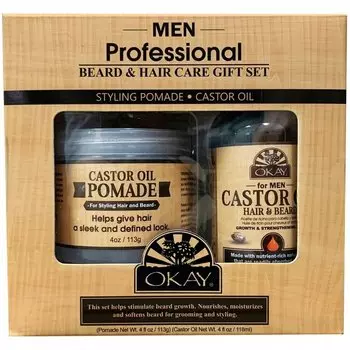 Помада для волос OKAY MEN 113 г + Касторовое масло для бороды 118 г ПОДАРОЧНЫЙ НАБОР Inna marka