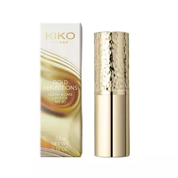 Помада Gold Reflections Gleam & Care Lipstick SPF30 кремовая питательная губная помада 01 Elegant Nude 3,5 г KIKO Milano
