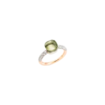 Pomellato nudo petit - кольцо из розового и белого золота с бриллиантами и празиолитом - a.b704/o6b9pa