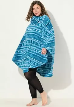 Пончо ALPINE STRIPED PLUSH Ulla Popken, синий