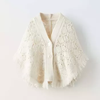 Пончо для девочек Zara With Buttons, экрю