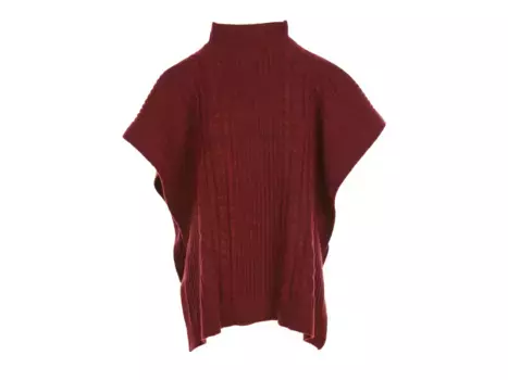Пончо фактурной вязки с воротником-стойкой Kelly & Katie, цвет burgundy