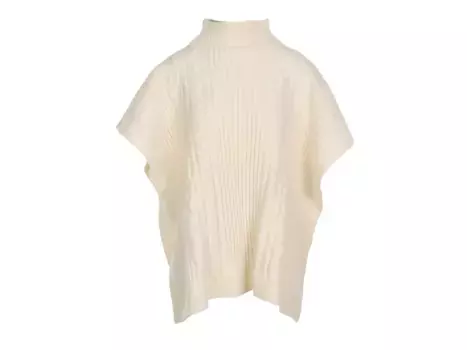 Пончо фактурной вязки с воротником-стойкой Kelly & Katie, кремовый