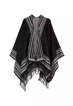 Пончо MIT STREIFEN-DESIGN UND FRANSEN Soccx, черный
